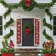 thumbnail image 1 of Zawou Christmas Couplets - 6x1Ft Santa Claus, Tree, Reindeer Patterns Xmas Photo Backdrop Vertical Banner for Front Door Holiday Decor, 1 of 6