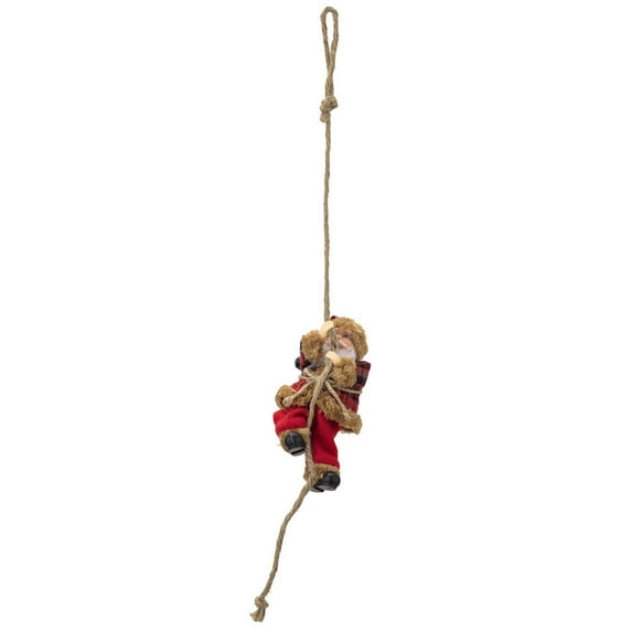 Zawou Christmas Santa Claus Climbing Rope Ornament in Pink, Handcrafted Indoor Hanging Decoration for Trees, Mantels, Tables, and Holiday Displays