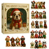 Zawou Dog Advent Calendar 2025, 24pcs Fun French Bulldog Christmas Tree Ornaments for Pets, Interactive Countdown, Holiday Celebration Gift for Dog Lovers