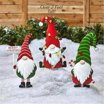 Zawou Fall Outdoor Decorations Metal Garden Stakes 3 Piece Set Featuring Gnome Design for Yard Décor and Seasonal Festive Displays