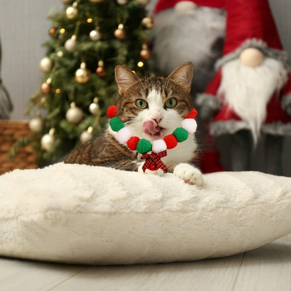 Zawou Christmas Pet Collar with Bow - Adjustable Holiday Accessory for Small and Medium Dogs, Perfect for Festive Décor and Seasonal Photo Moments