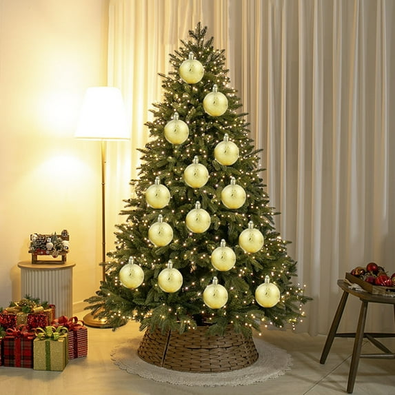 Zawou Gold Christmas Balls Ornaments 6pcs Set, Free Size Decorative Hanging Baubles for Holiday Trees