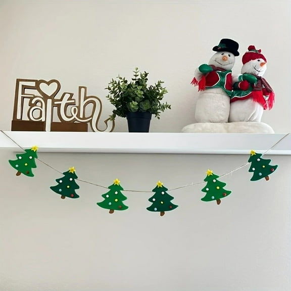 Zawou Handmade Felt Christmas Decoration Garland, Holiday Tree Streamer Banner for Indoor Home Decoration, DIY Seasonal Décor