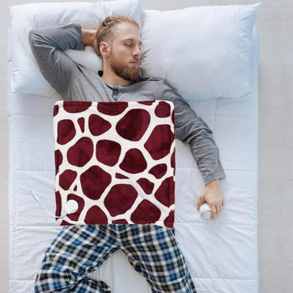 Zawou Heated Full-Size Flannel Blanket - Deer Print Rechargeable Portable Electric Throw, Soft Cozy Blanket with Timer, Overheat Protection, Winter Warmth