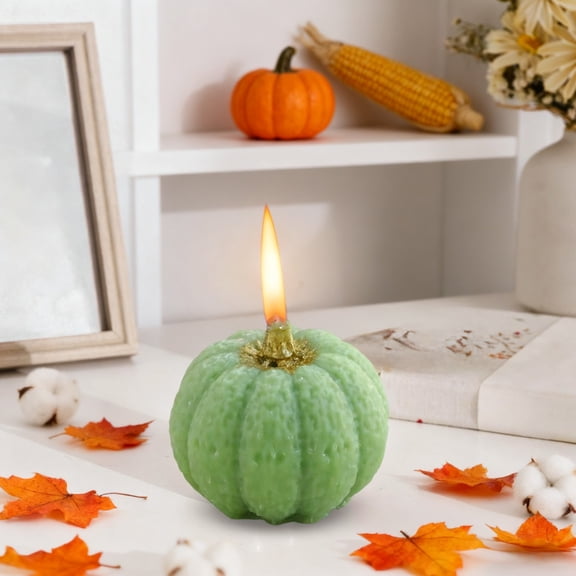 Zawou Mini Green Pumpkin Scented Candle Handmade Tealight for Halloween, Thanksgiving, and Cozy Autumn Ambiance, Decorative Fall Aromatherapy Accent for Home