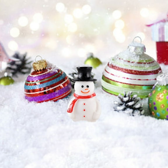 Zawou Mini Resin Snowman Figurines Christmas Ornaments, White Holiday Decorations for DIY Crafts, Mini Scenes and Table Displays