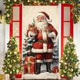 thumbnail image 1 of Zawou Multicolor 35 X 71 Inch Christmas Door Cover Featuring Santa Claus Illustration, Front Door Decoration for Holiday Parties and Indoor Outdoor Seasonal Displays, 1 of 6