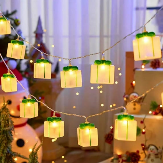 Zawou Multicolor Gift Box String Lights, Festive Christmas LED Lantern String for Holiday Party and Home Window Decorations