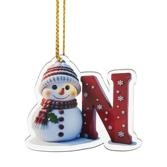 Zawou Personalized Wooden Deer Letter Ornament, 26 Initial Christmas Decorations with Rope for Tree, Table or Gift Baubles