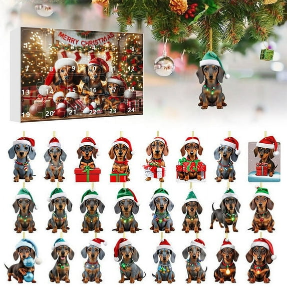 Zawou Pet Advent Calendar for Dogs with 24 Day Holiday Countdown, Festive Gift Box with Cheerful Christmas Artwork