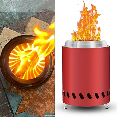 Zawou Portable Table Top Fire Pit with Stand, Low Smoke mini outdoor brazier,Fueled by Pellets or Wood, Stainless Steel Safe Burning Table Top Firepit, perfect for terrace camping hiking