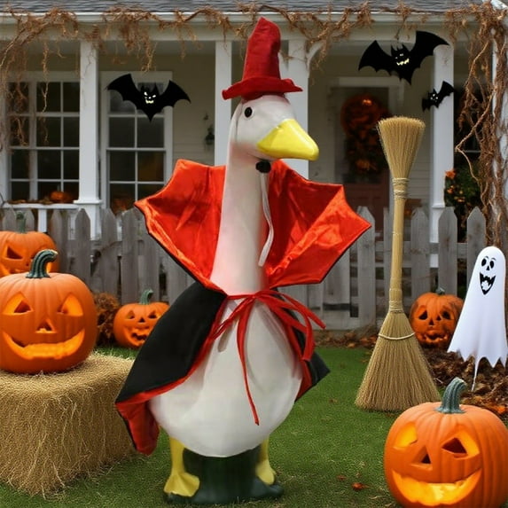 Zawou Red Vampire Cape Halloween Goose Costume for 23-Inch Porch Lawn Geese, Spooky Outdoor Decoration for Garden, Patio, and Yard Parties