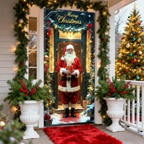Zawou Santa Claus Christmas Door Curtain Banner, 35x72 Inch Indoor Outdoor Holiday Decoration, Perfect for Doors, Walls, and Parties