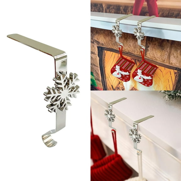 Zawou Silver Christmas Stocking Hooks, Holiday Decorative Hangers for Socks, Indoor Wall, Tree, or Mantel, Durable Festive Accent