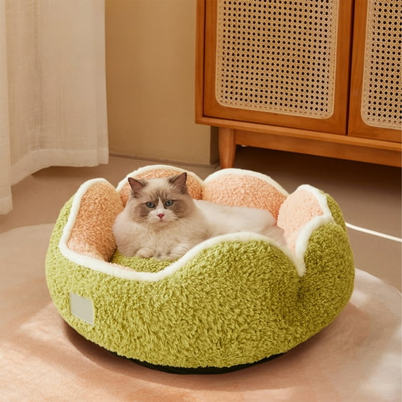 Zawou Soft Plaid Cat Bed for Small and Medium Pets, Portable Winter Sleeping Cushion, Washable Cozy Kitty Sleeping Nest