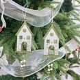 thumbnail image 1 of Zawou White Wooden Christmas House Hanging Ornament, Long Pendant for Tree, Window Display, and Holiday Decoration, 1 of 6