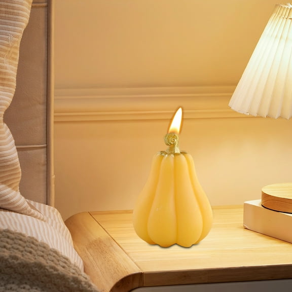 Zawou Yellow Pumpkin Scented Candle Featuring Tealight Design for Thanksgiving, Halloween, and Autumn Tabletop Decoration