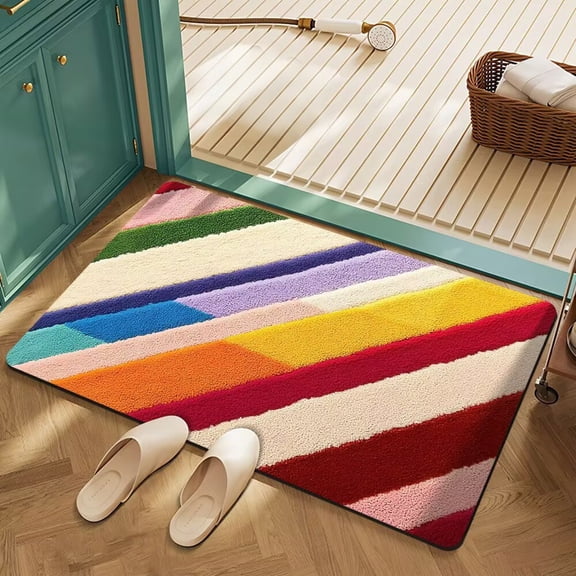 Zaxius Bath Mat, Super Absorbent, Quick Dry, Non Slip, Modern Diatomite Bathroom Mat, Absorbing Water Instantly, Design Tide, Colour,45x70cm