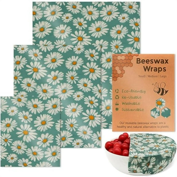 Zaxius Bees Wax Wraps Beeswax Sheets Bees Wax Wrap Sustainable Products Beeswax Wraps Organic Eco-Friendly Sustainable Plastic-Free for Sandwiches, Bread, Produce & Leftovers 3 Pack