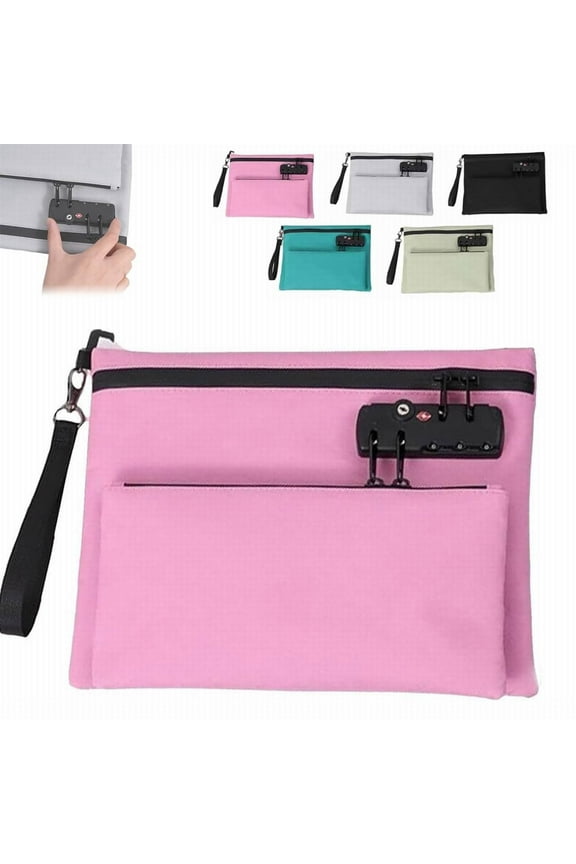 Money Bag with Lock Double layer Men & Women's Locking Accessories Pouch CashBag with Lock and Zipper NotaryBag with Lock Locking Wallet Cash Bag With Lock Smell Proof Pouch