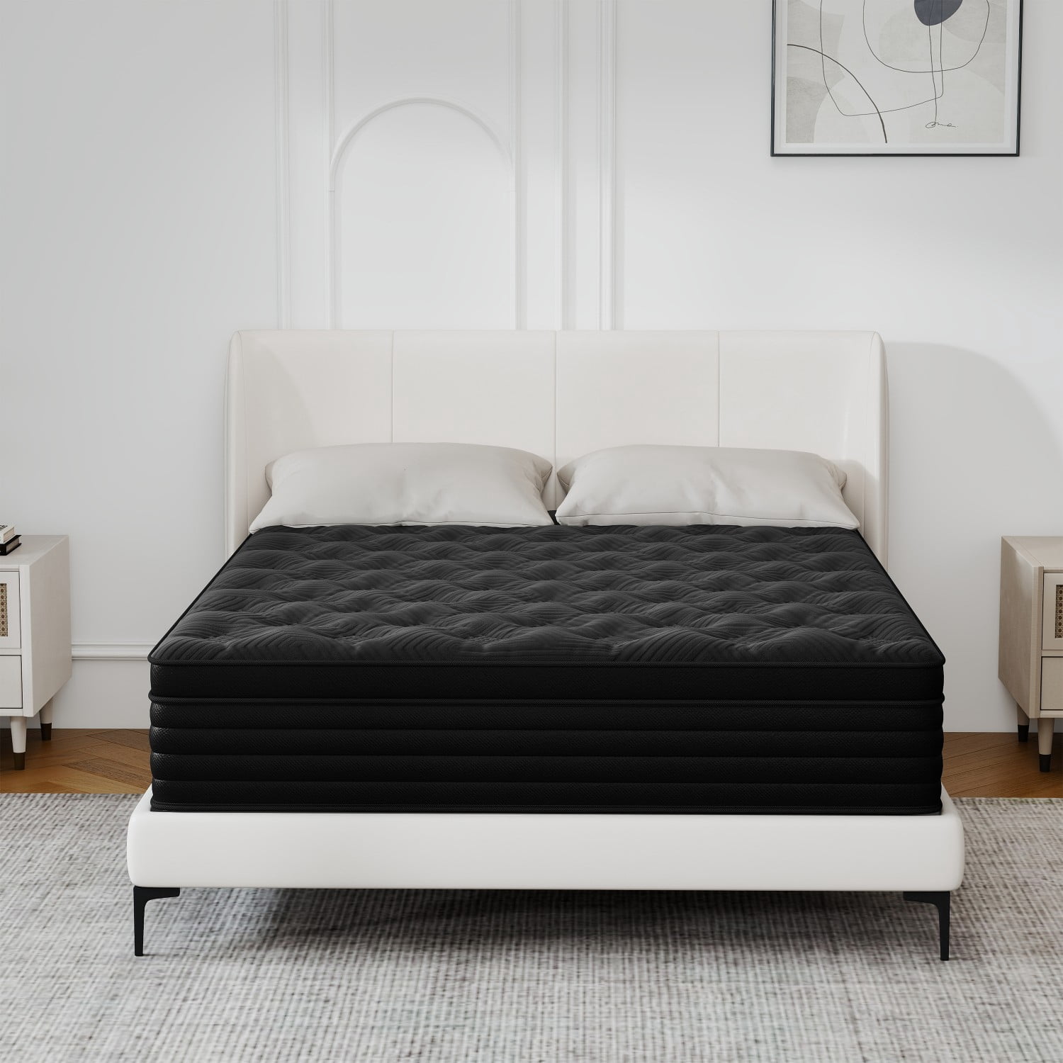 Zaxzudu 12 Inch Hybrid Mattress Twin Gel Memory Foam Innerspring Cool Sleep