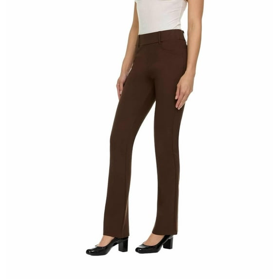 ZayWay Women's Stretch Bootcut Dress Pants with Pockets - Wear to Work - Ponte Treggings Brown 1X-Large