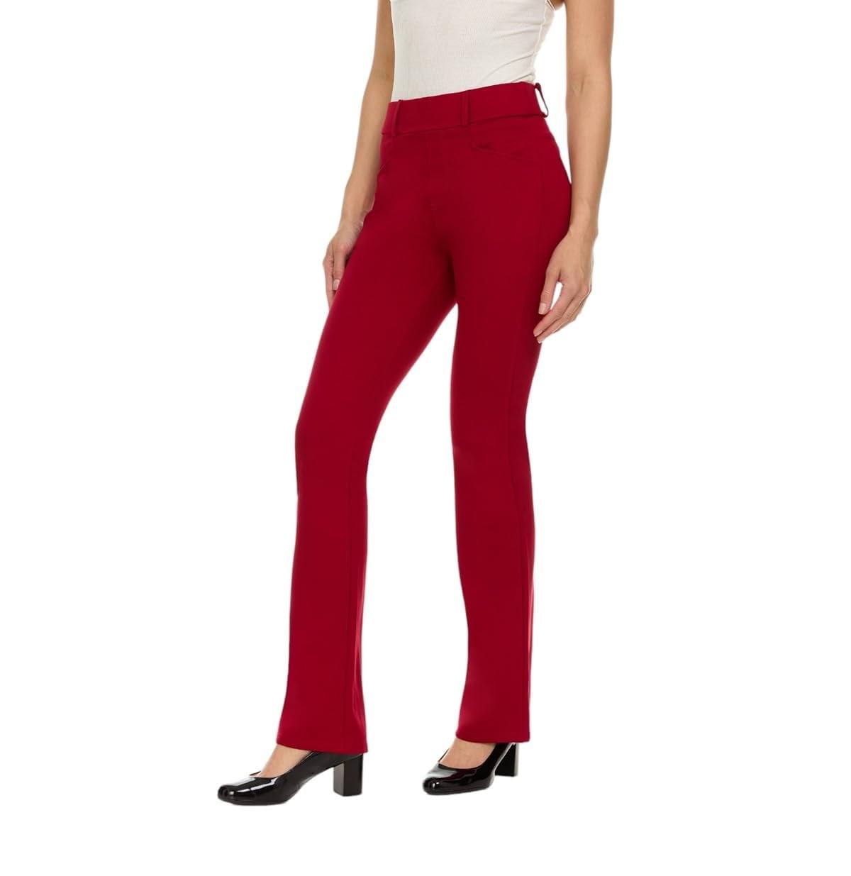 ZayWay Women s Stretch Bootcut Dress Pants with Pockets Wear to Work Ponte Treggings Red Small