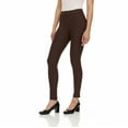 thumbnail image 1 of ZayWay Women's Stretch Ponte Pants with 5 Stylish Pockets - Perfect for Wear to Work - Dressy Leggings S-1000 Fudge Large Petite, 1 of 6
