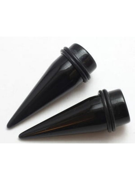 Jewelry Black Acrylic TAPERS EXPANDERS PAIRS - Size=5/8"