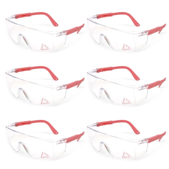 Zayaan Health, Boxer Safety Glasses Clear Lens Pink Temple For Men/Women, Anti-Scratch & Fog (Pack of 6)