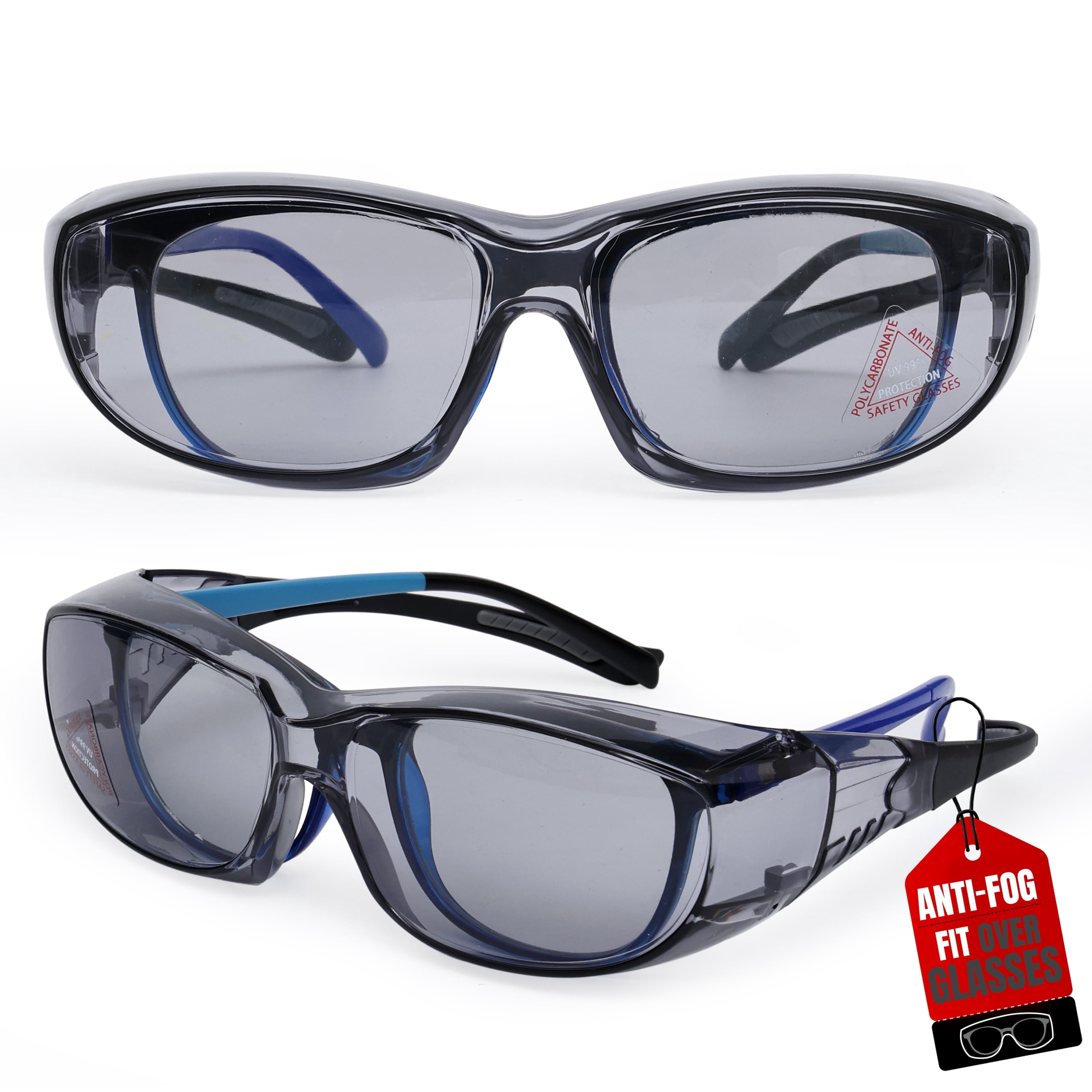 Zayaan Health PrimeX Gray Lens Black Temple Safety Glasses For Men/Women, Anti-Scratch & Fog (Pack of 144)