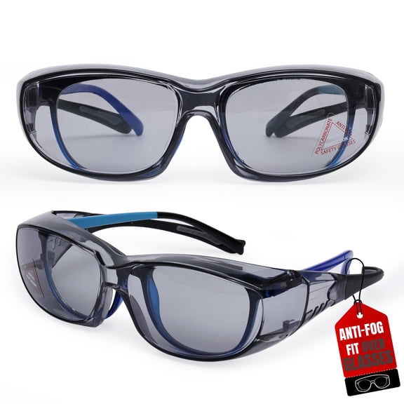 Zayaan Health PrimeX Gray Lens Black Temple Safety Glasses For Men/Women, Anti-Scratch & Fog (Pack of 144)