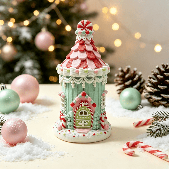 Zayton 8.7 in LED Lighted Christmas Gingerbread Candy House Resin Tabletop Decor