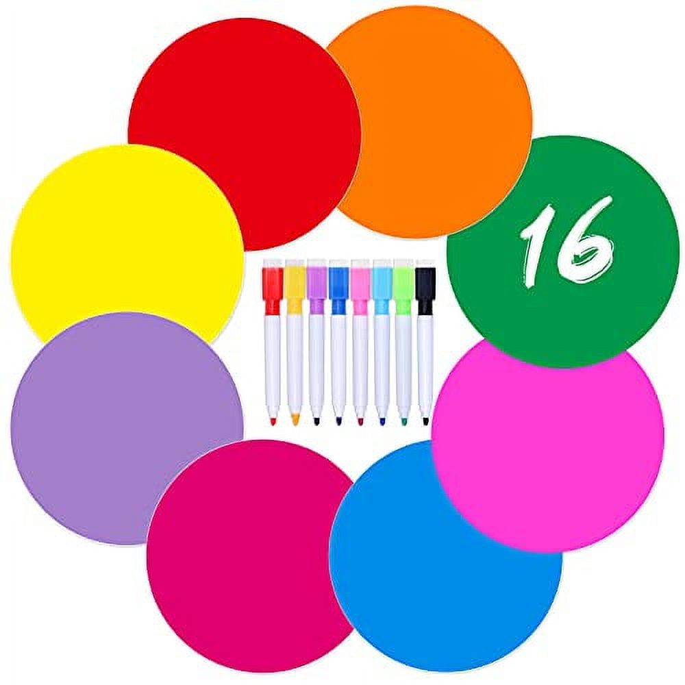 Zayvor 16pcs Dry Erase Circles Dry Erase Table Spots,White Board Markers,Removable Vinyl Dots