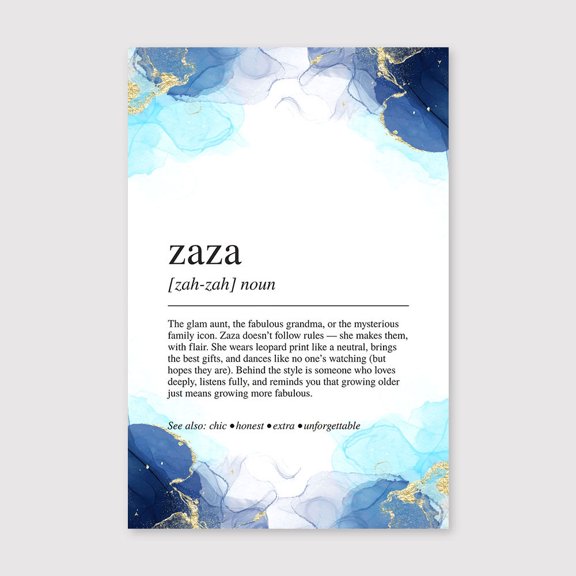 Zaza Definition Canvas 8x12 inch, Zaza Definition Print, Dictionary Poster, Quote Wall Art, Gift for Zaza, Grandma Print, Mothers Day Gift