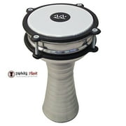 Zaza Percussion 10 Turkish Aluminum Silver Darbuka Doumbek, Synthetic Head