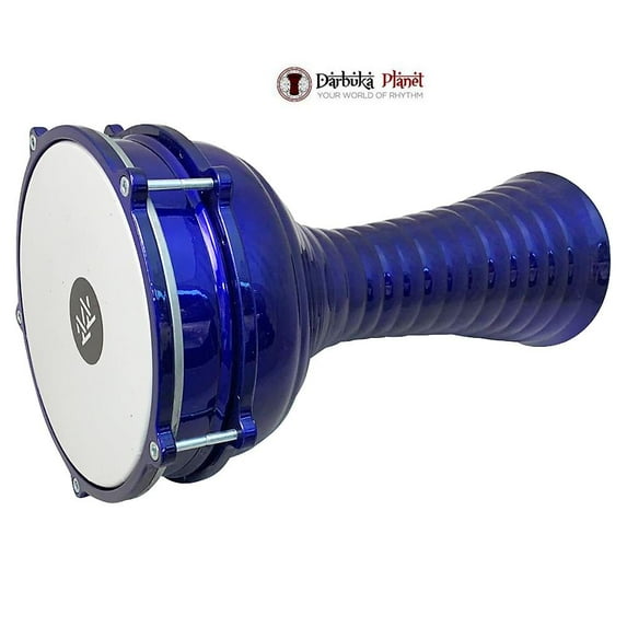 Zaza Percussion 16'' Turkish Aluminum Blue Darbuka Doumbek, Synthetic Head