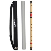 Zaza Percussion- Professional Scale D middle 17 Inches Polished Bamboo Bansuri Flute Indian Flute With Carry Bag