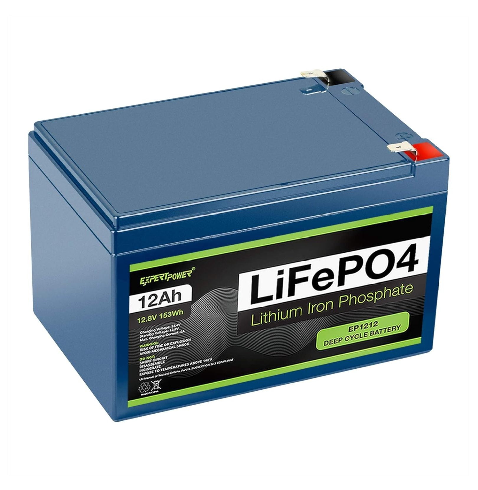 Zazesaby 12V 12Ah Lithium LiFePO4 Deep Cycle Rechargeable Battery | 2500-7000 Life Cycles & 10-Year | Built-in