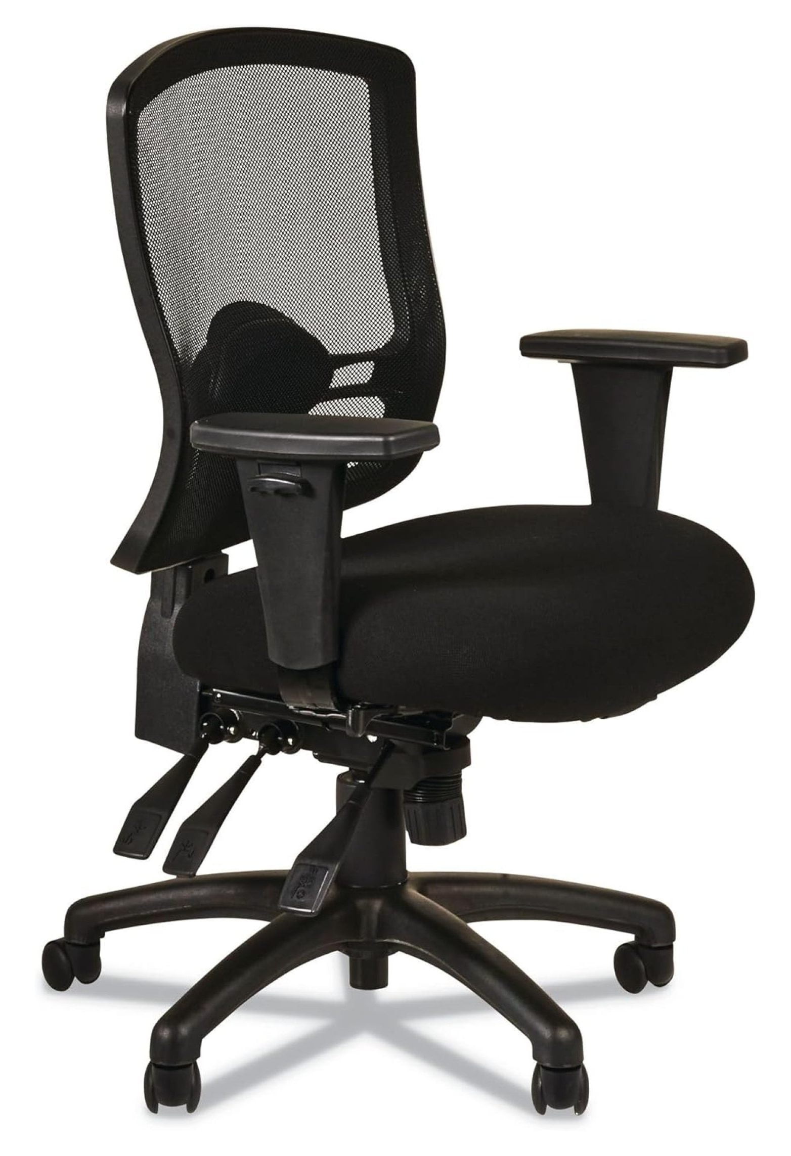 Black Mesh Mid-Back Office Chair with Adjustable Arms