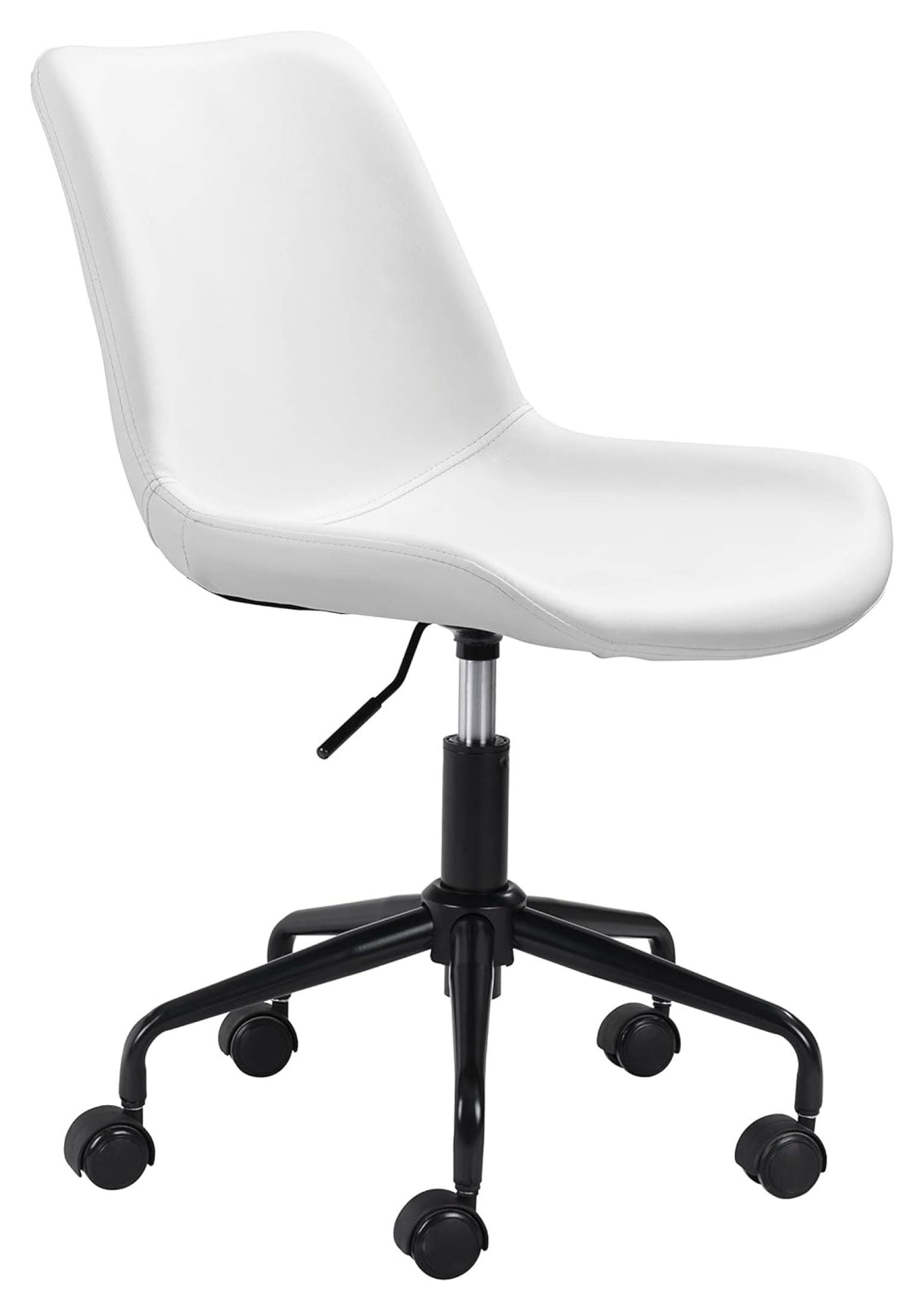 White Matte Metal Curved Office Desk Chair