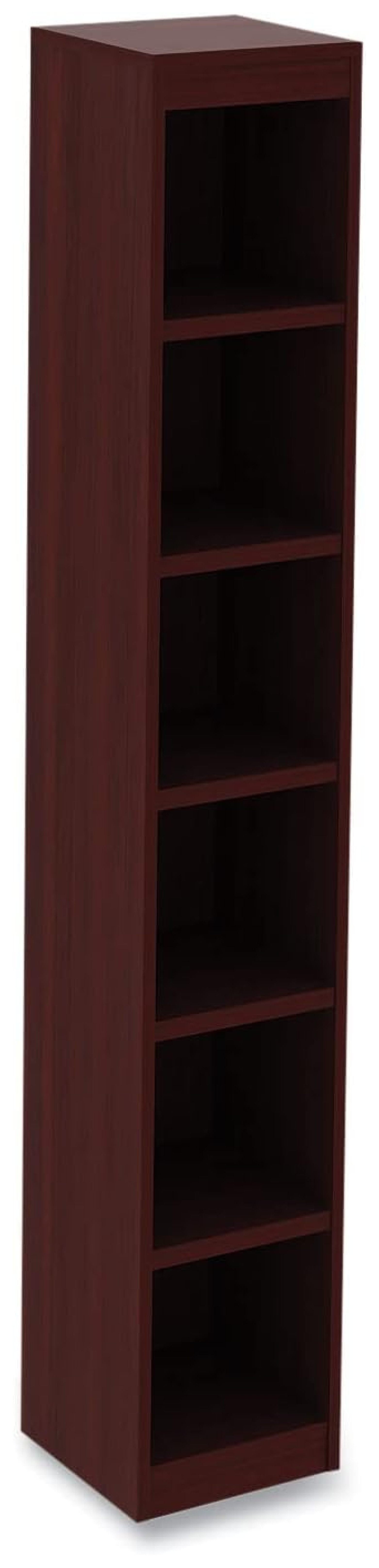 Mahogany Narrow Profile Six-Shelf Adjustable Bookcase