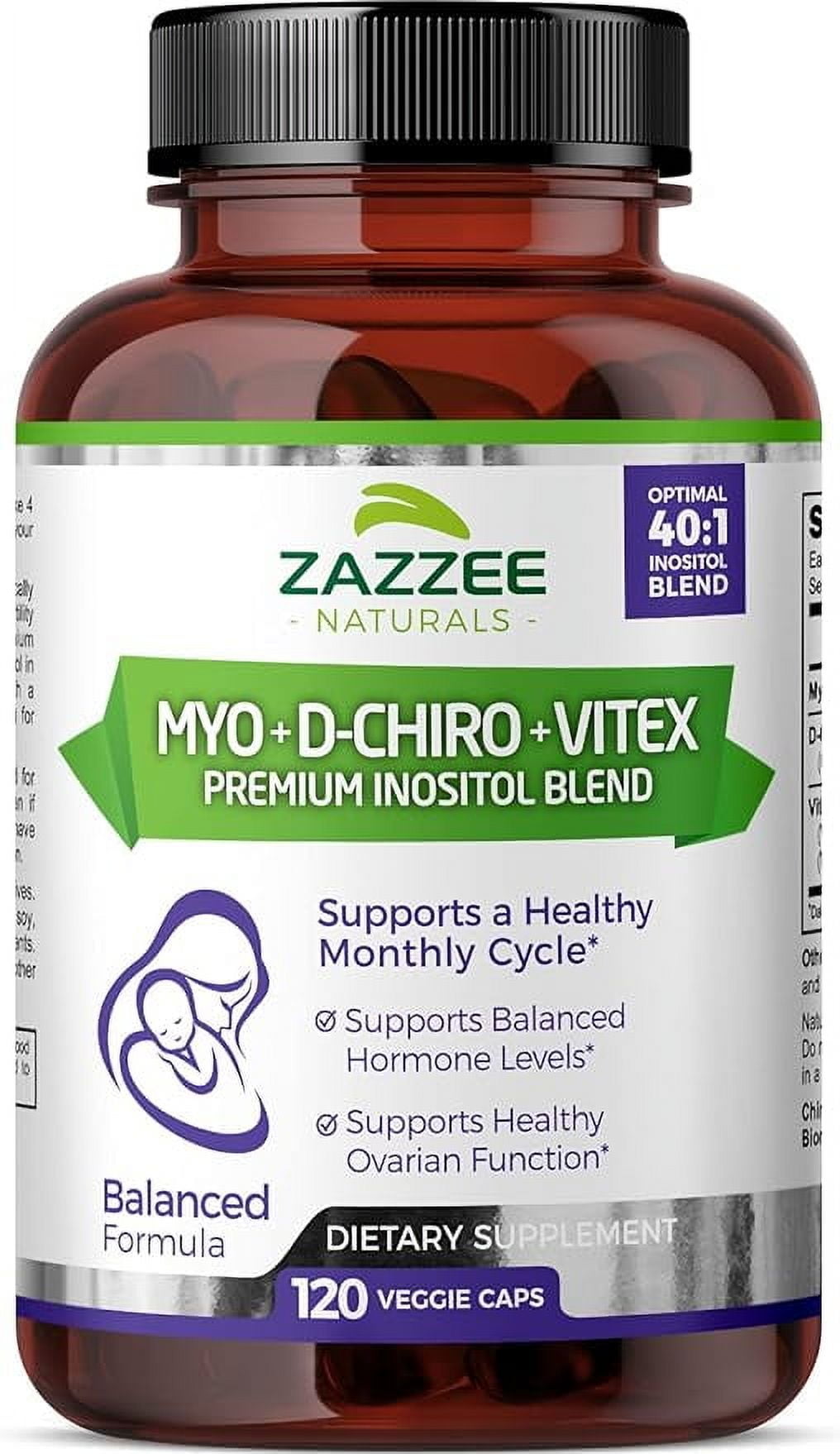 chiro※専用 Zazzee Myo-Inositol + D-Chiro + Vitex, 120 Vegan Capsules