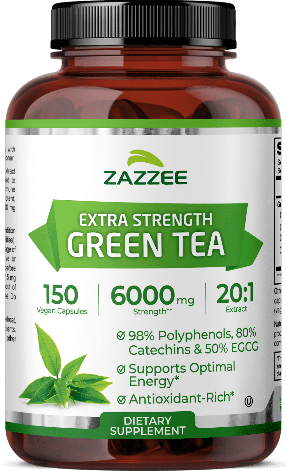 Zazzee Naturals Green Tea Extract, 6000 mg Strength, 50% EGCG, 98