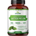 thumbnail image 1 of Zazzee Extra Strength Bitter Melon 25:1 Extract 9000 mg Strength – 150 Vegan Capsules – Standardized to 10% Bitter Principles – Antioxidant & Metabolic Support – Concentrated 25X Extract – All-Natura, 1 of 11
