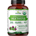 thumbnail image 1 of Zazzee USDA Organic Milk Thistle 50:1 Extract 20,000 mg Strength – 200 Vegan Capsules – Standardized to 80% Silymarin Flavonoids – Liver Health & Detox Support – Vegan • Non-GMO • Made in USA, 1 of 11
