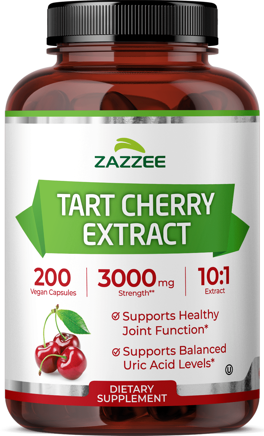 Zazzee Naturals Tart Cherry Extract 3000 mg, Vegan Capsules
