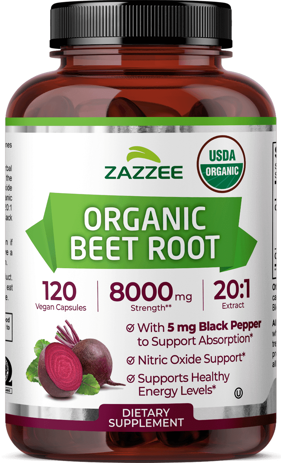 Zazzee USDA Organic Beet Root 8000 mg Strength – Supports Nitric Oxide & Energy – 20:1 Extract
