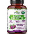 thumbnail image 1 of Zazzee USDA Organic Milk Thistle 30:1 Extract 7,500 mg Strength – 120 Vegan Capsules – Standardized to 80% Silymarin Flavonoids – Liver Health & Detox Support – Vegan • Non-GMO • Made in USA, 1 of 11