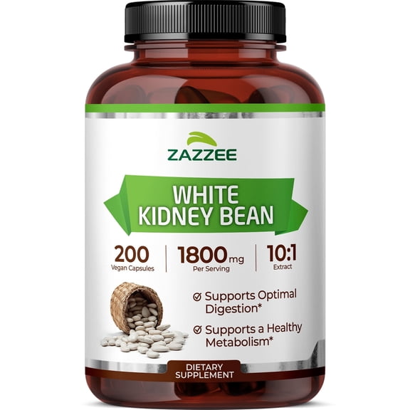 Zazzee White Kidney Bean 1800 mg  Supports Carb & Starch Metabolism  10:1 Extract